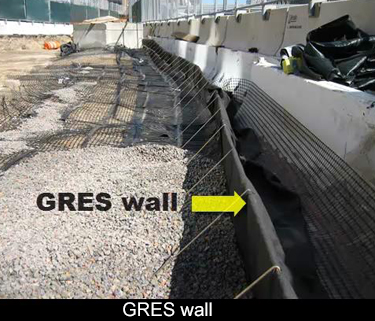 Raising the grade is accomplished using a GRES wall